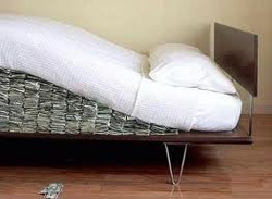 Money hidden in mattress